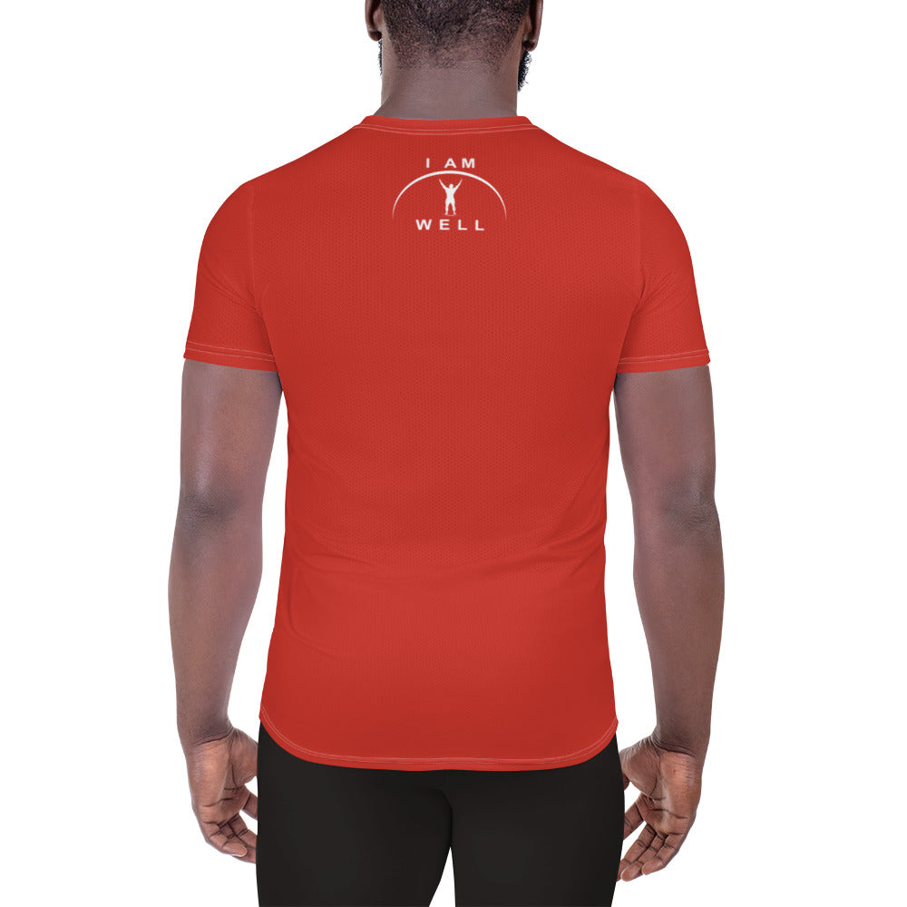 I AM WELL Men's Ultra-Lightweight Performance Athletic T-Shirt - Firefighter Red w/ White Logo