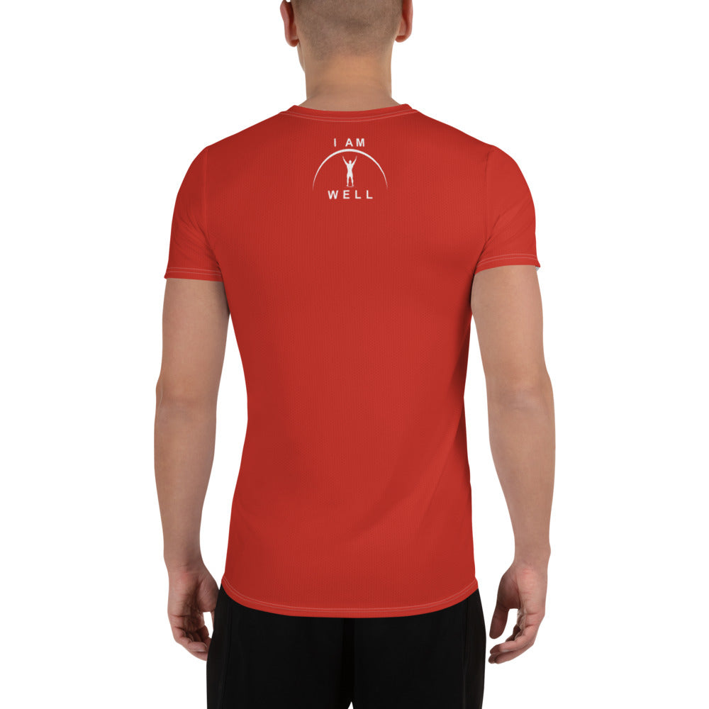 I AM WELL Men's Ultra-Lightweight Performance Athletic T-Shirt - Firefighter Red w/ White Logo