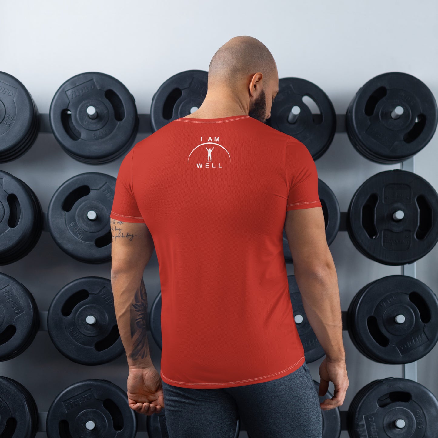 I AM WELL Men's Ultra-Lightweight Performance Athletic T-Shirt - Firefighter Red w/ White Logo