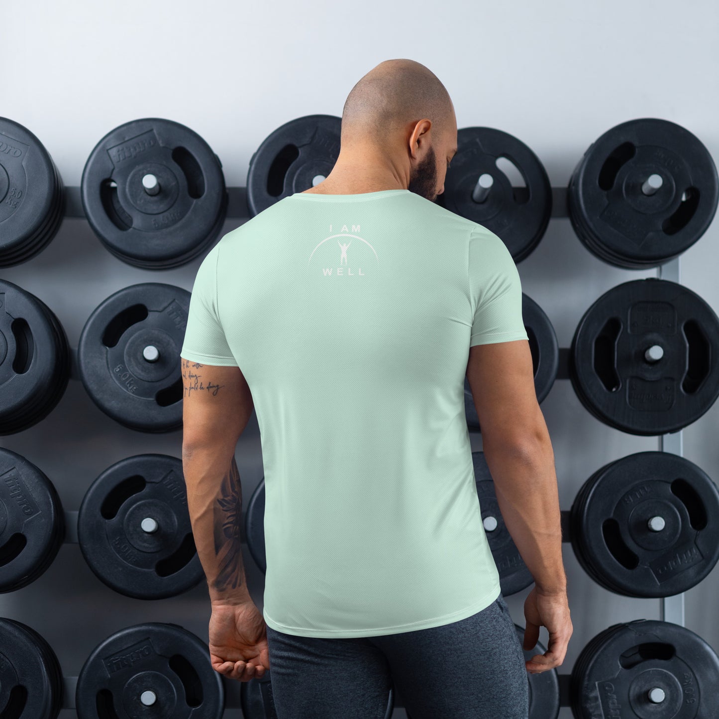 I AM WELL Men's Ultra-Lightweight Performance Athletic T-Shirt - Light Green w/ White Logo