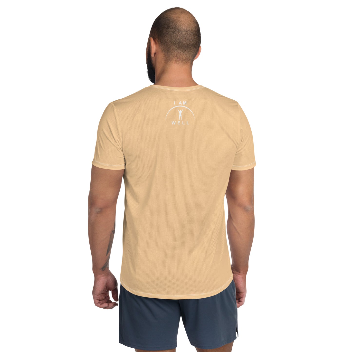 I AM WELL Men's Ultra-Lightweight Performance Athletic T-Shirt - Light Orange w/ White Logo