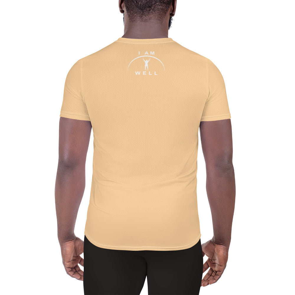 I AM WELL Men's Ultra-Lightweight Performance Athletic T-Shirt - Light Orange w/ White Logo