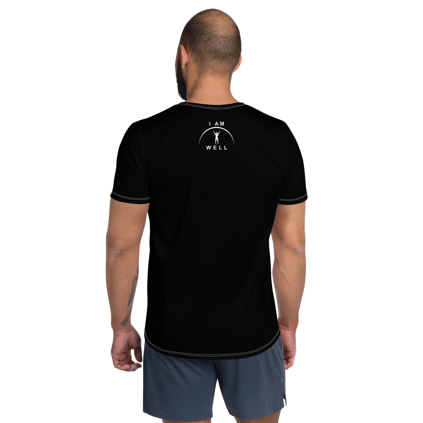 I AM WELL Men's Ultra-Lightweight Performance Athletic T-Shirt - Black w/ White Logo