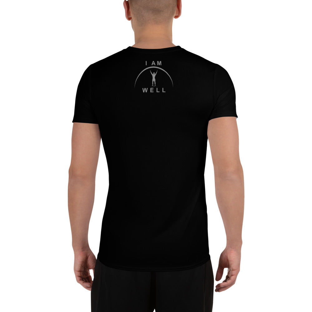 I AM WELL Men's Ultra-Lightweight Performance Athletic T-Shirt - Black w/ Grey Logo