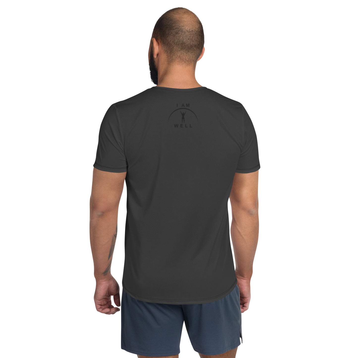 I AM WELL Men's Ultra-Lightweight Performance Athletic T-Shirt - Dark Grey w/ Black Logo