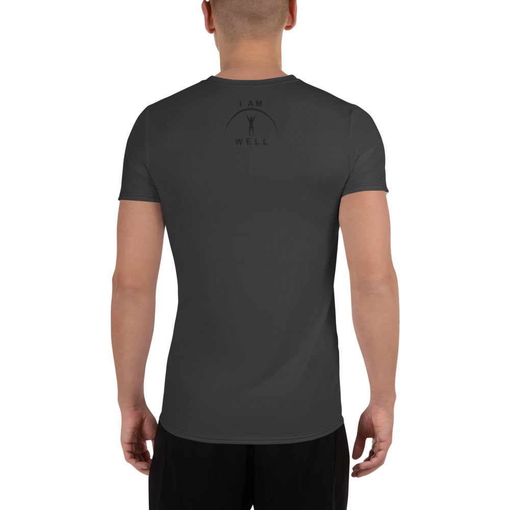 I AM WELL Men's Ultra-Lightweight Performance Athletic T-Shirt - Dark Grey w/ Black Logo