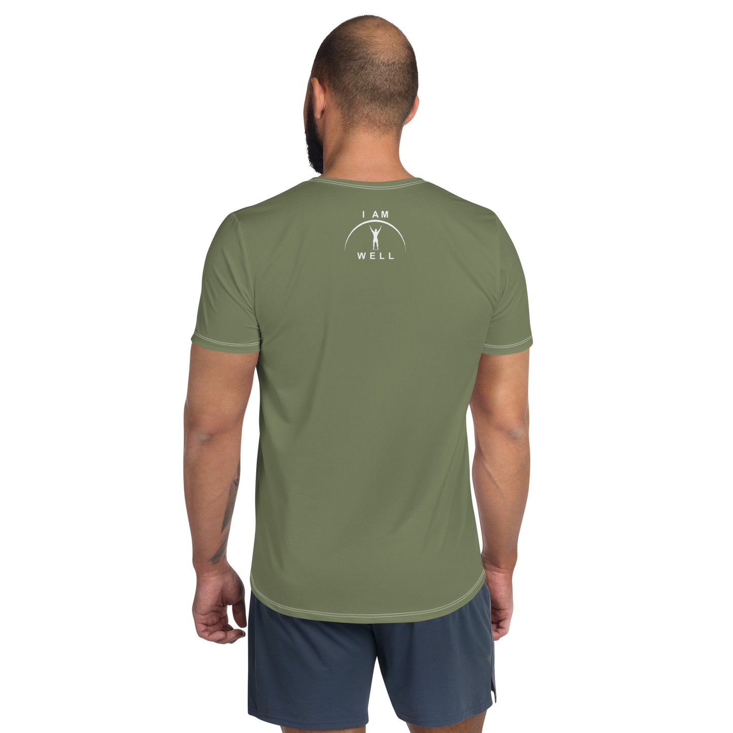 I AM WELL Men's Ultra-Lightweight Performance Athletic T-Shirt - OD Green w/ White Logo