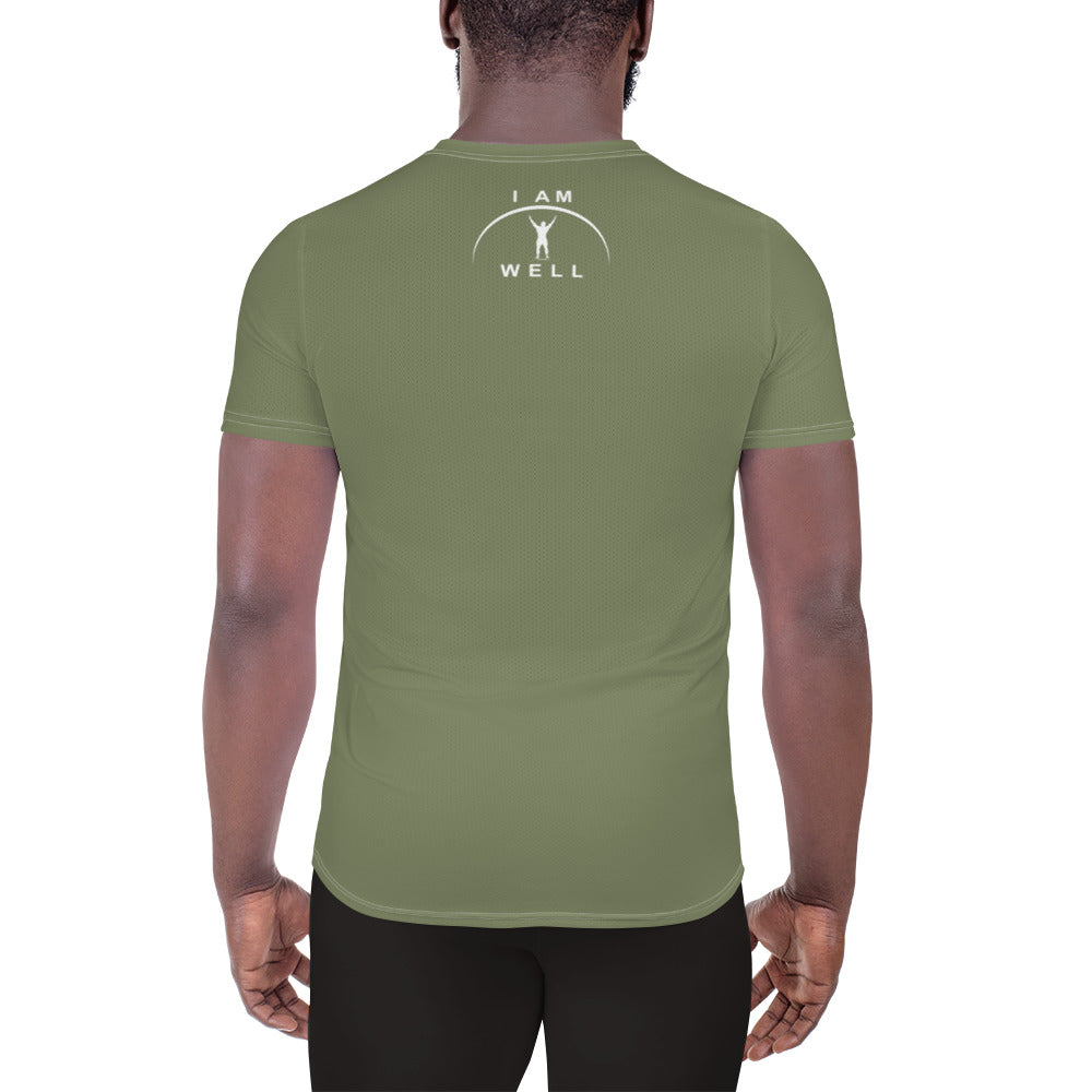 I AM WELL Men's Ultra-Lightweight Performance Athletic T-Shirt - OD Green w/ White Logo