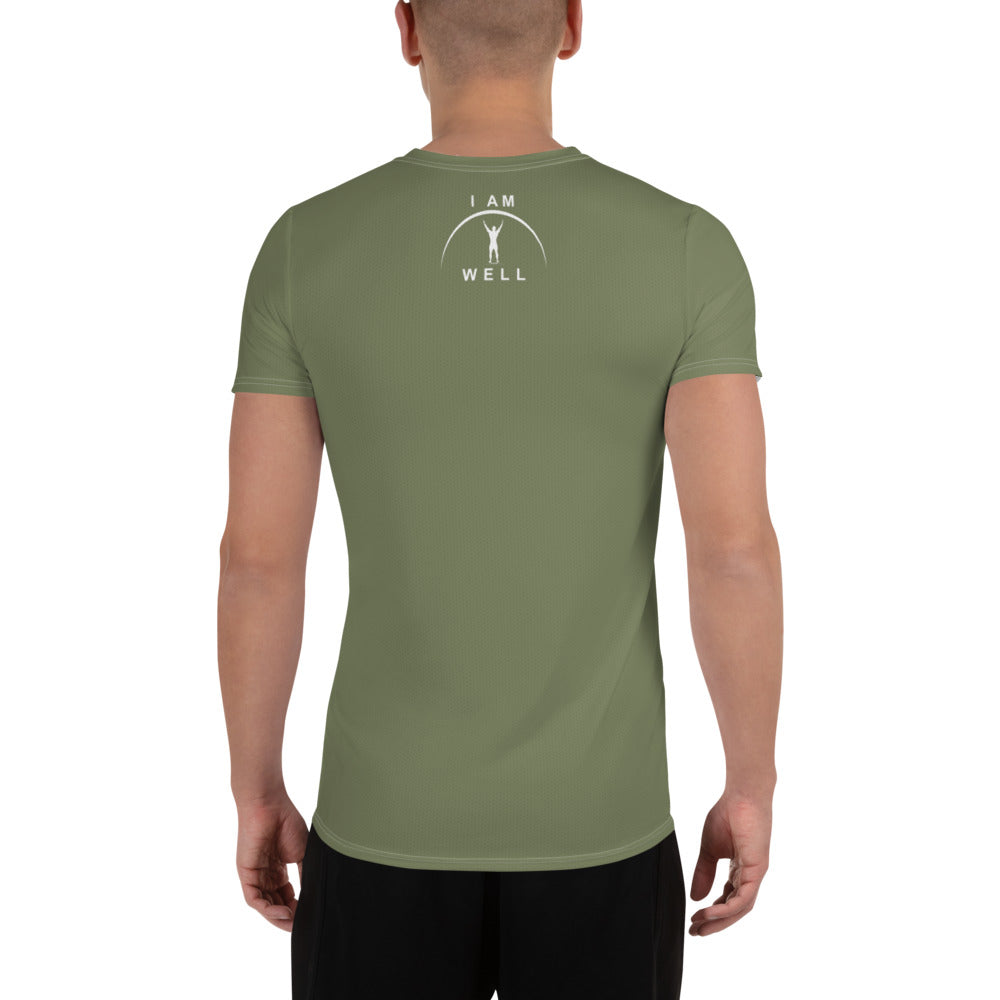 I AM WELL Men's Ultra-Lightweight Performance Athletic T-Shirt - OD Green w/ White Logo