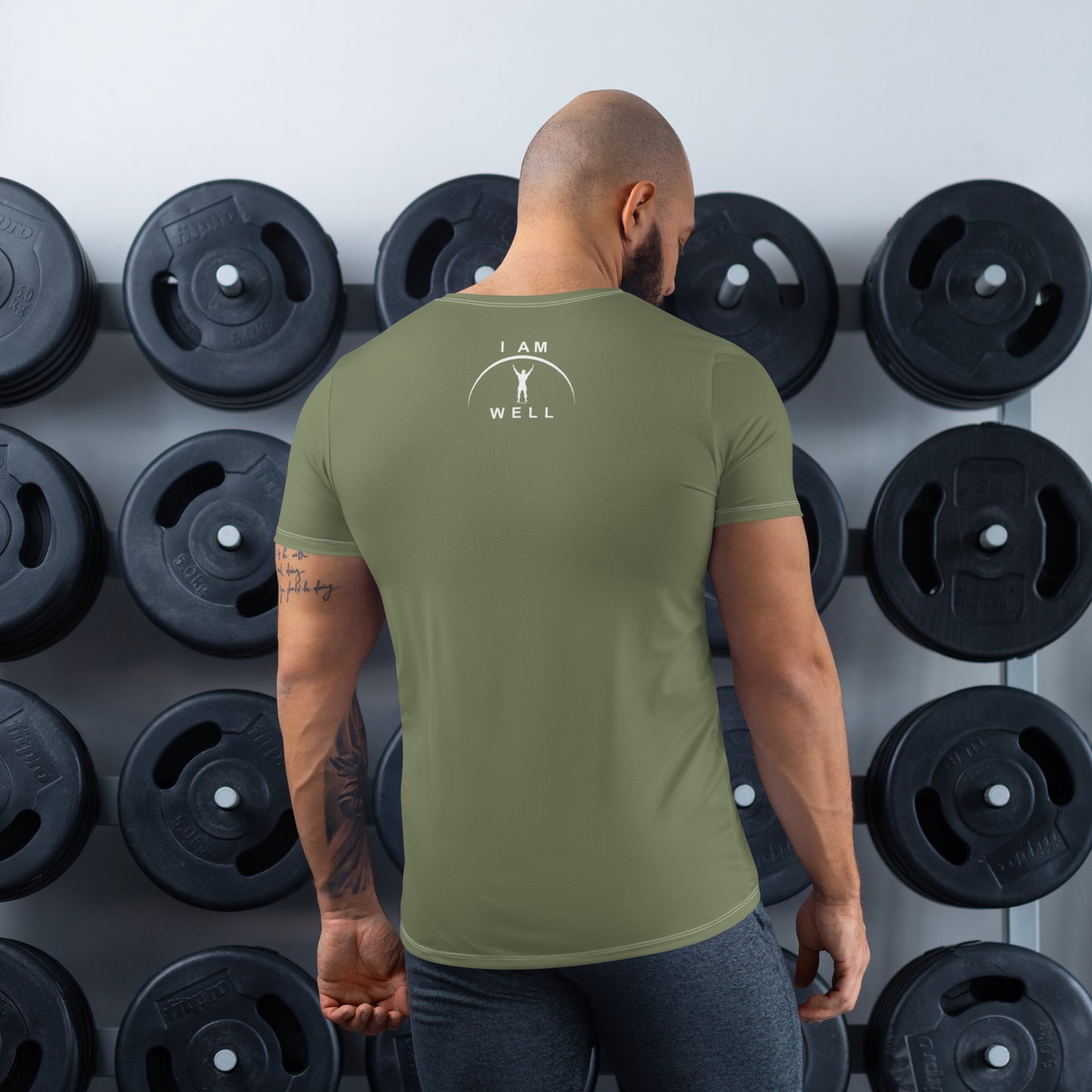 I AM WELL Men's Ultra-Lightweight Performance Athletic T-Shirt - OD Green w/ White Logo