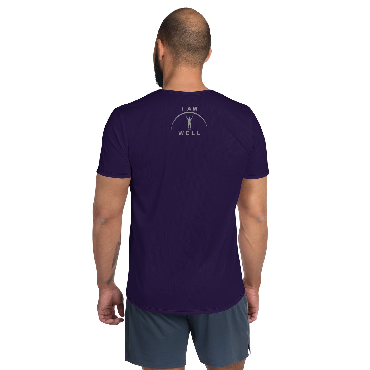 I AM WELL Men's Ultra-Lightweight Performance Athletic T-Shirt - Deep Purple w/ Grey Logo