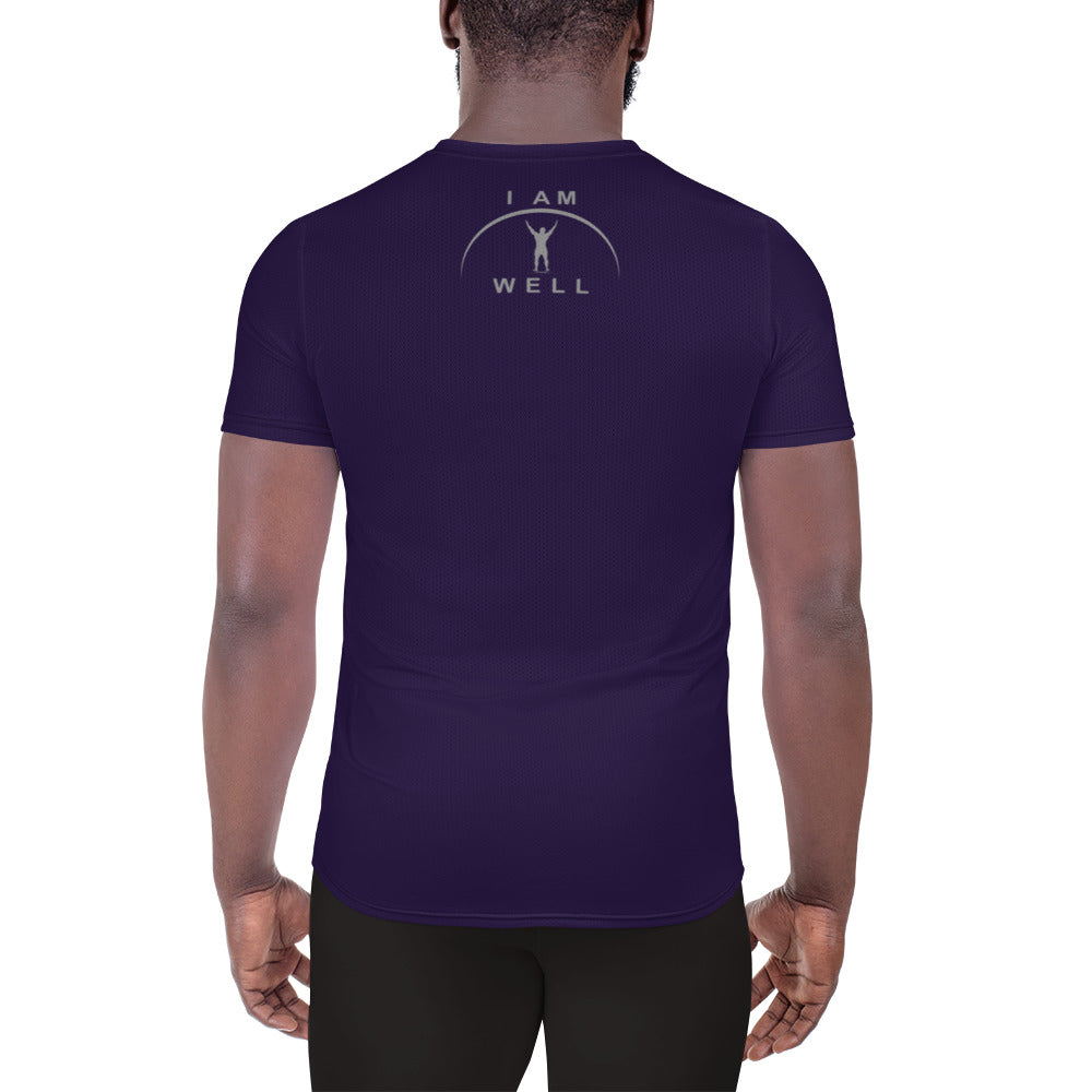 I AM WELL Men's Ultra-Lightweight Performance Athletic T-Shirt - Deep Purple w/ Grey Logo