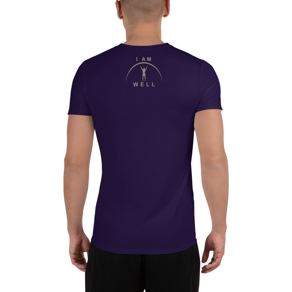 I AM WELL Men's Ultra-Lightweight Performance Athletic T-Shirt - Deep Purple w/ Grey Logo