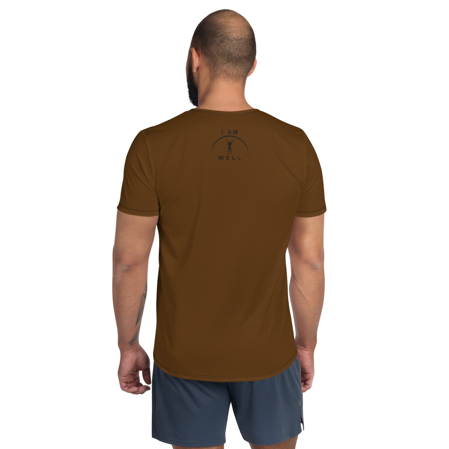 I AM WELL Men's Ultra-Lightweight Performance Athletic T-Shirt - Grizzly Brown w/ Black Logo