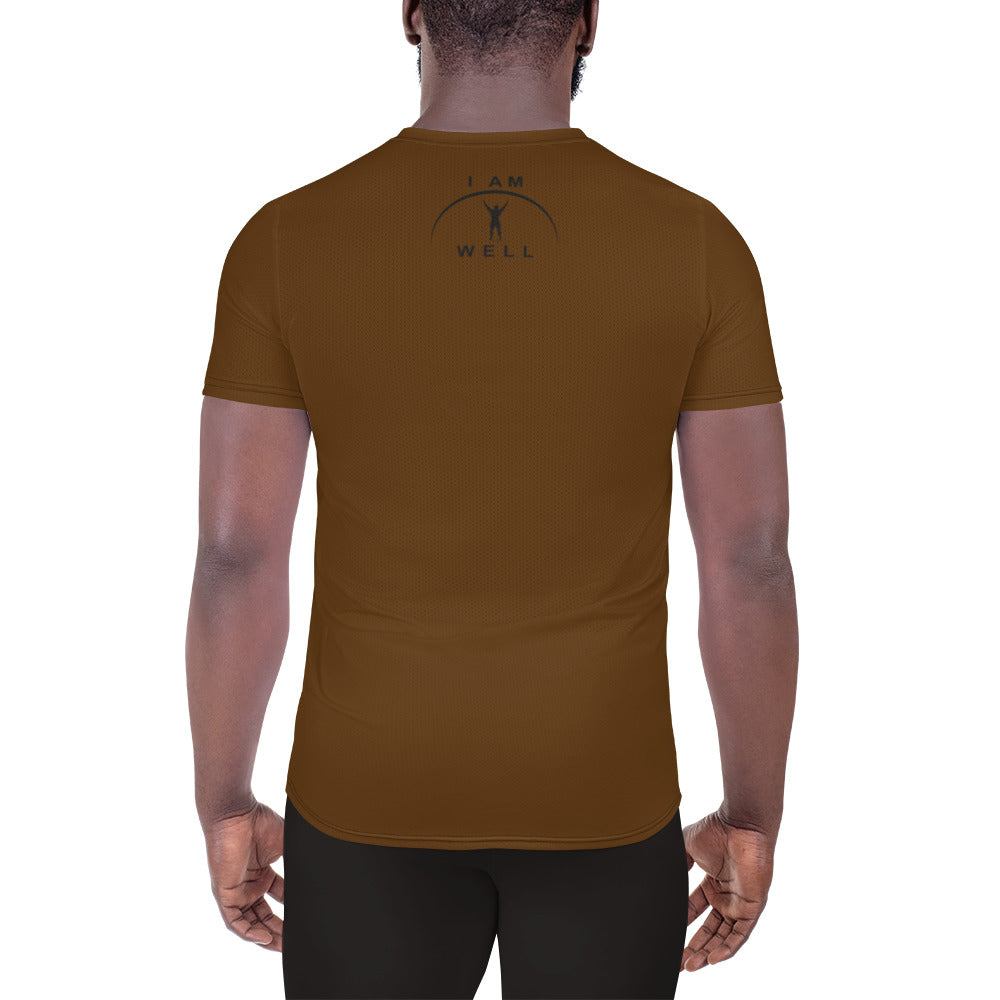 I AM WELL Men's Ultra-Lightweight Performance Athletic T-Shirt - Grizzly Brown w/ Black Logo