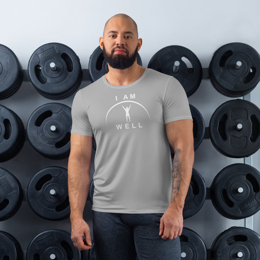 I AM WELL Men's Ultra-Lightweight Performance Athletic T-Shirt - Light Grey w/ White Logo