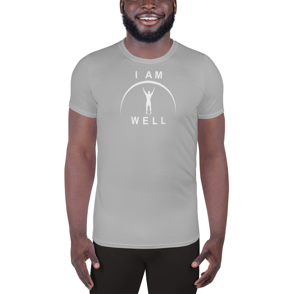 I AM WELL Men's Ultra-Lightweight Performance Athletic T-Shirt - Light Grey w/ White Logo