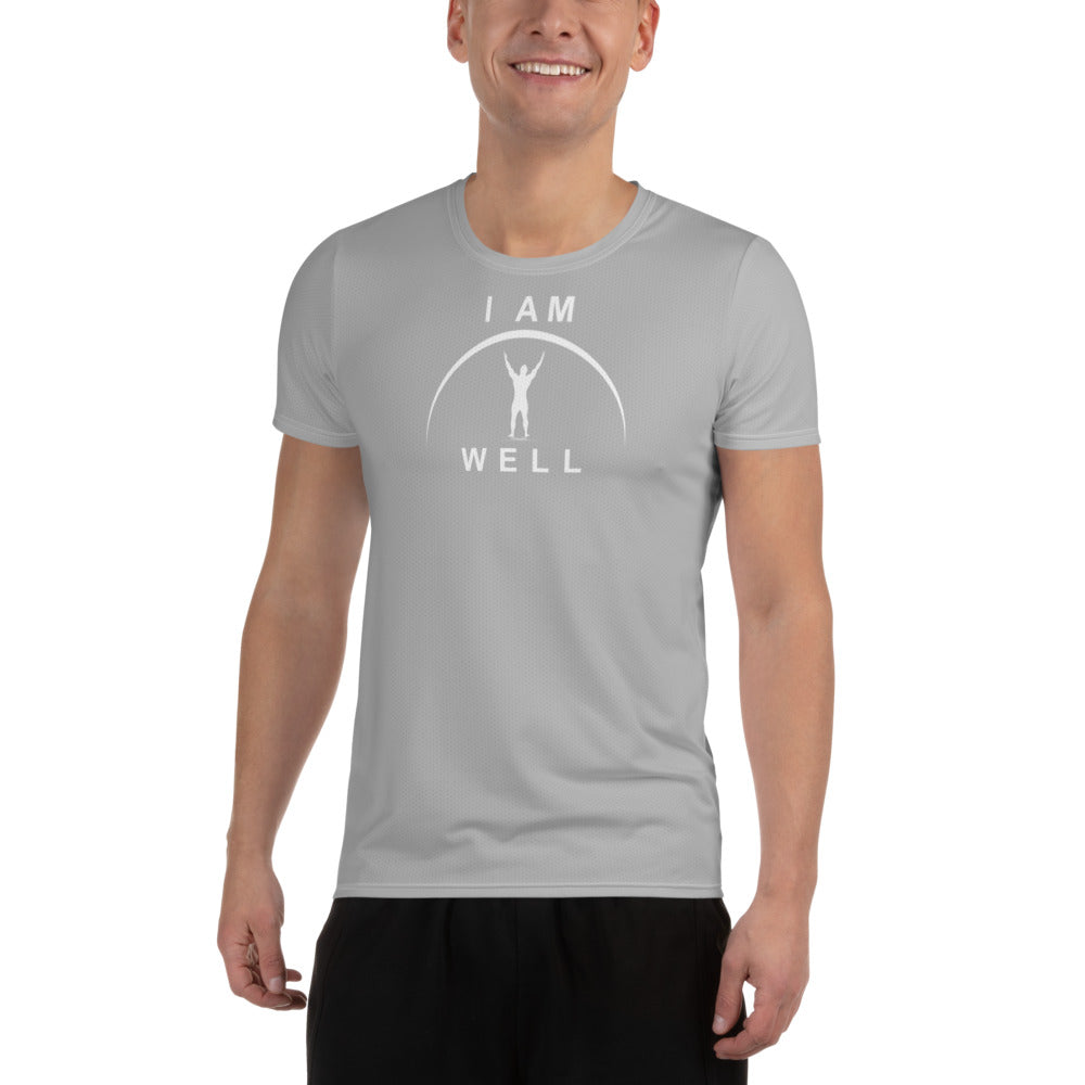 I AM WELL Men's Ultra-Lightweight Performance Athletic T-Shirt - Light Grey w/ White Logo