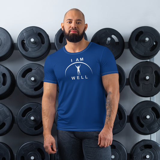 I AM WELL Men's Ultra-Lightweight Performance Athletic T-Shirt - Sheepdog Blue w/ White Logo