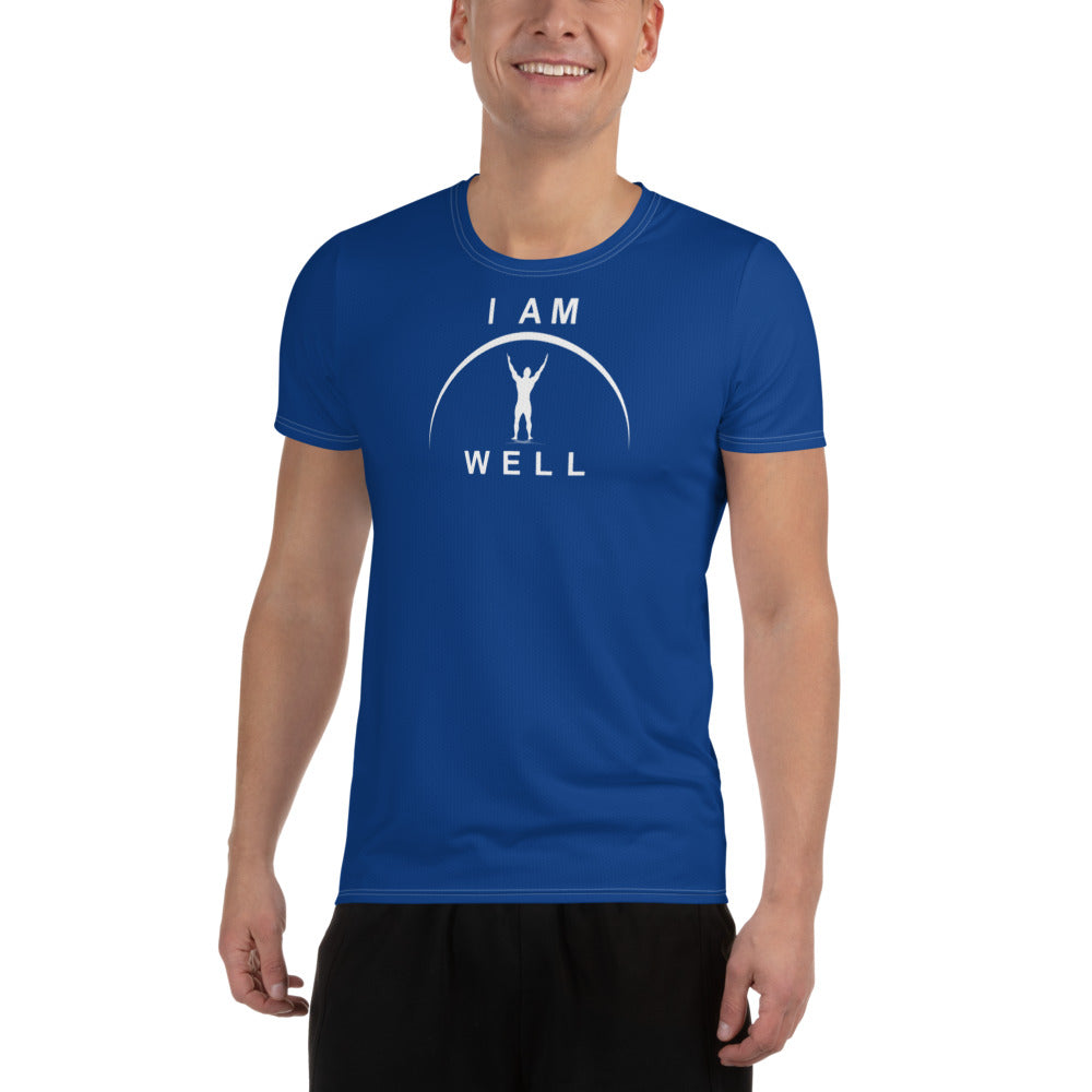I AM WELL Men's Ultra-Lightweight Performance Athletic T-Shirt - Sheepdog Blue w/ White Logo