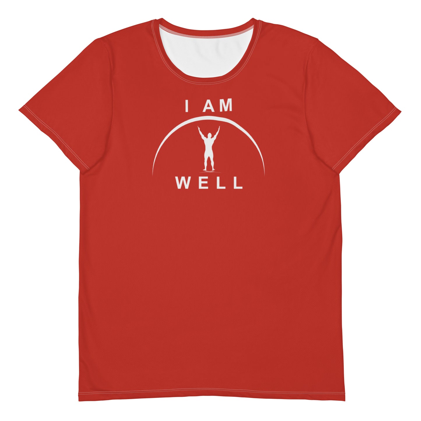 I AM WELL Men's Ultra-Lightweight Performance Athletic T-Shirt - Firefighter Red w/ White Logo