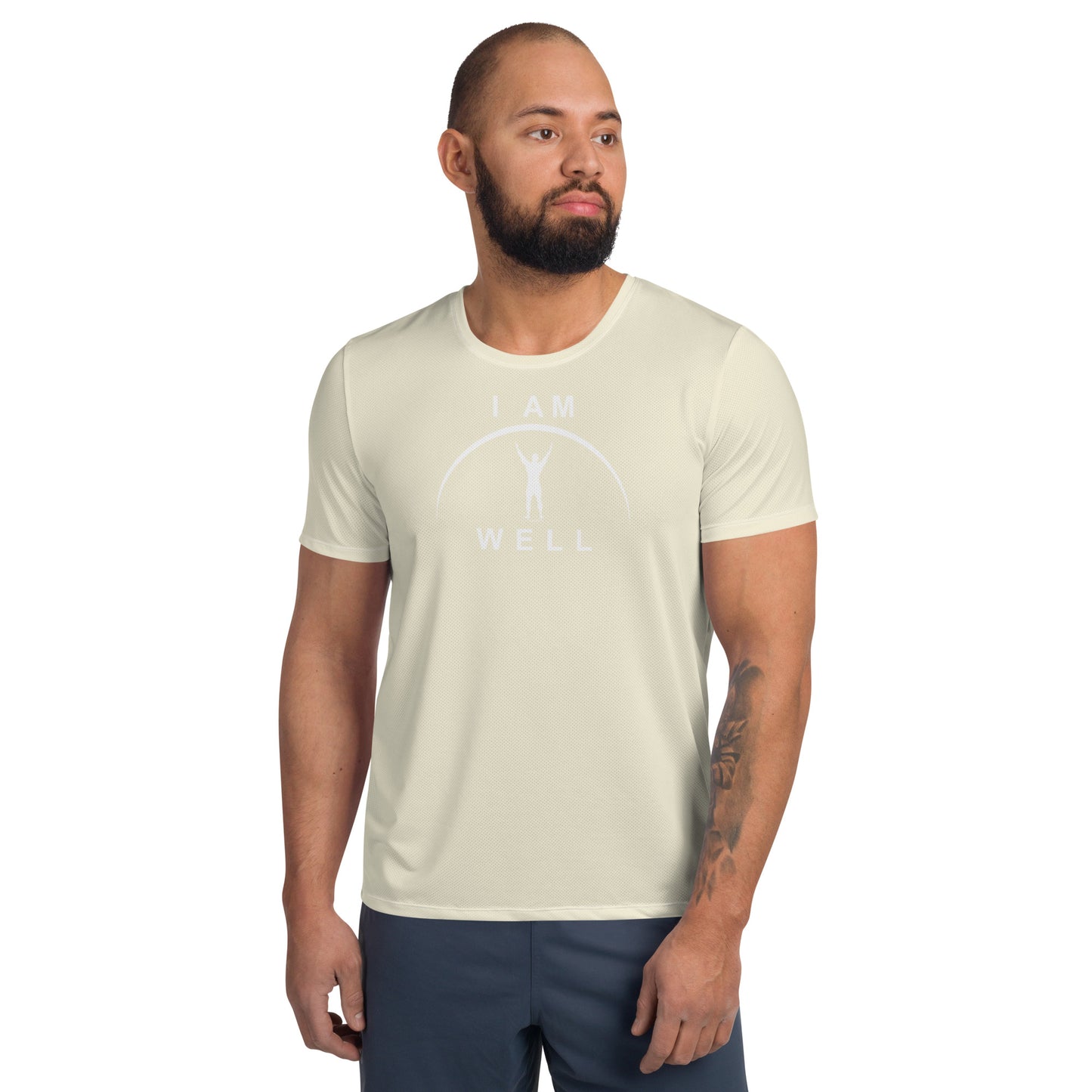 I AM WELL Men's Ultra-Lightweight Performance Athletic T-Shirt - Light Yellow w/ White Logo