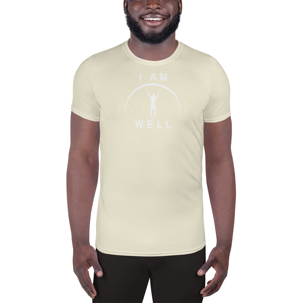 I AM WELL Men's Ultra-Lightweight Performance Athletic T-Shirt - Light Yellow w/ White Logo