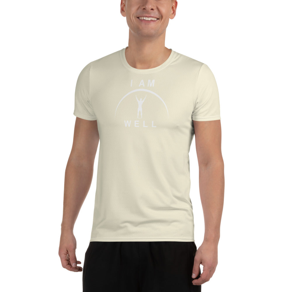 I AM WELL Men's Ultra-Lightweight Performance Athletic T-Shirt - Light Yellow w/ White Logo