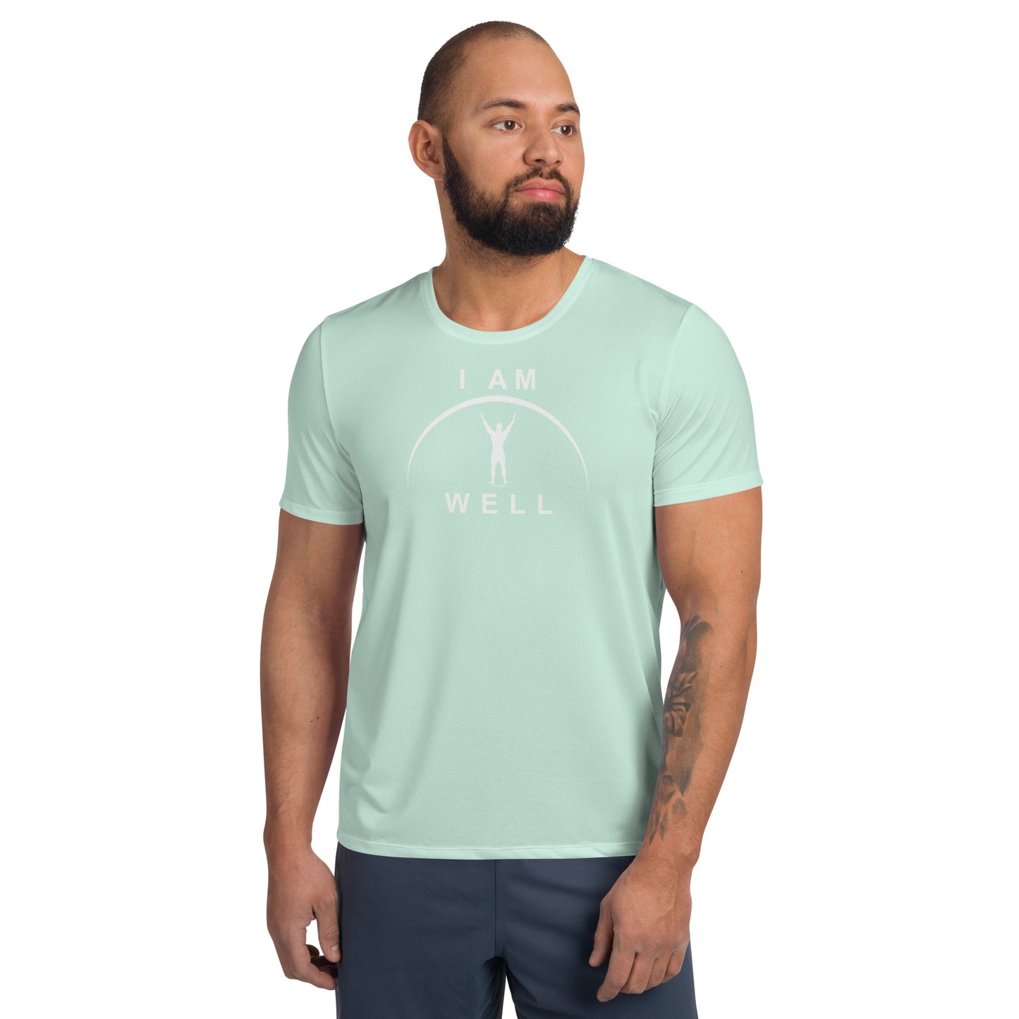 I AM WELL Men's Ultra-Lightweight Performance Athletic T-Shirt - Light Green w/ White Logo