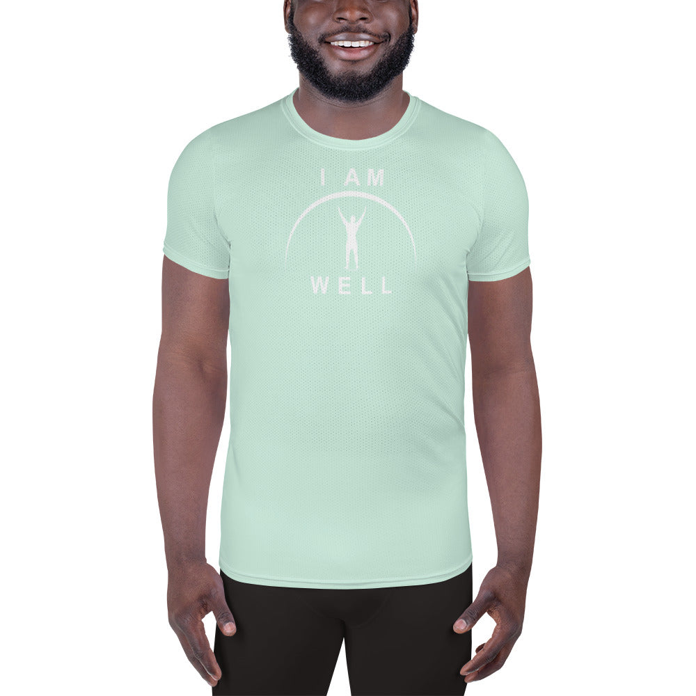 I AM WELL Men's Ultra-Lightweight Performance Athletic T-Shirt - Light Green w/ White Logo