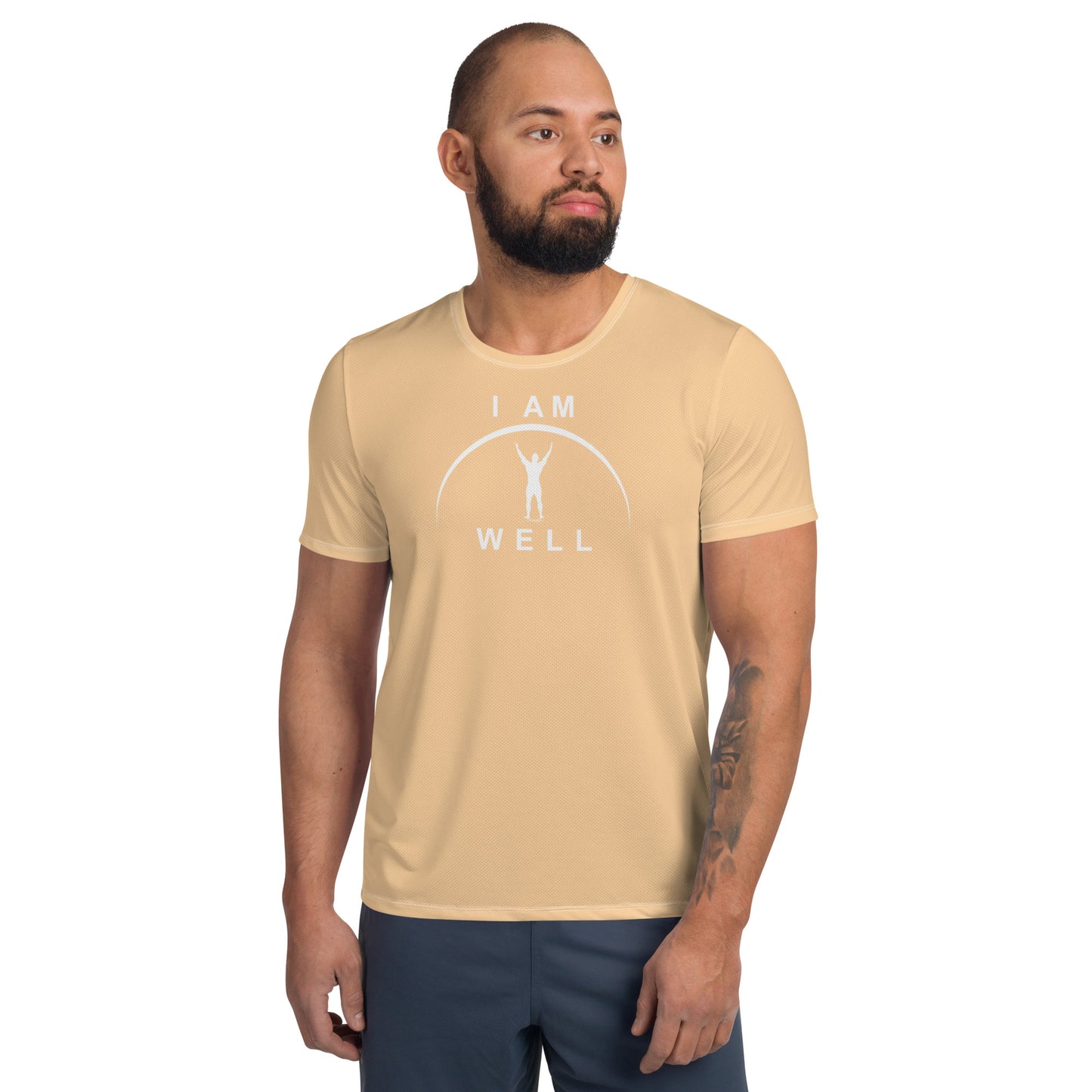 I AM WELL Men's Ultra-Lightweight Performance Athletic T-Shirt - Light Orange w/ White Logo