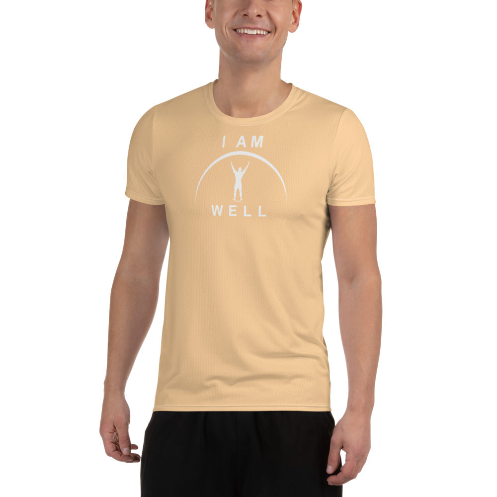 I AM WELL Men's Ultra-Lightweight Performance Athletic T-Shirt - Light Orange w/ White Logo