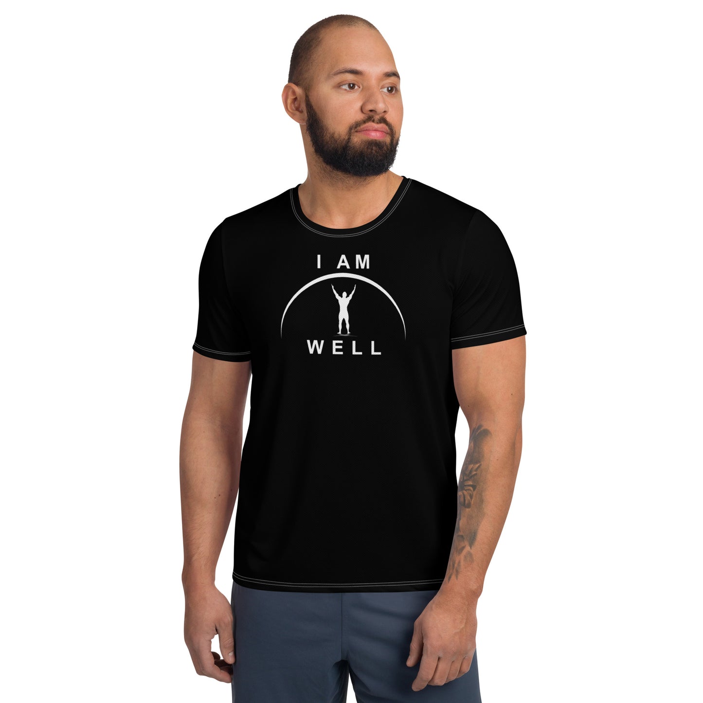 I AM WELL Men's Ultra-Lightweight Performance Athletic T-Shirt - Black w/ White Logo