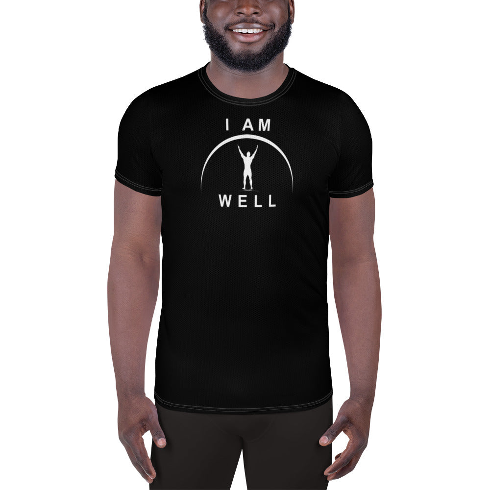 I AM WELL Men's Ultra-Lightweight Performance Athletic T-Shirt - Black w/ White Logo