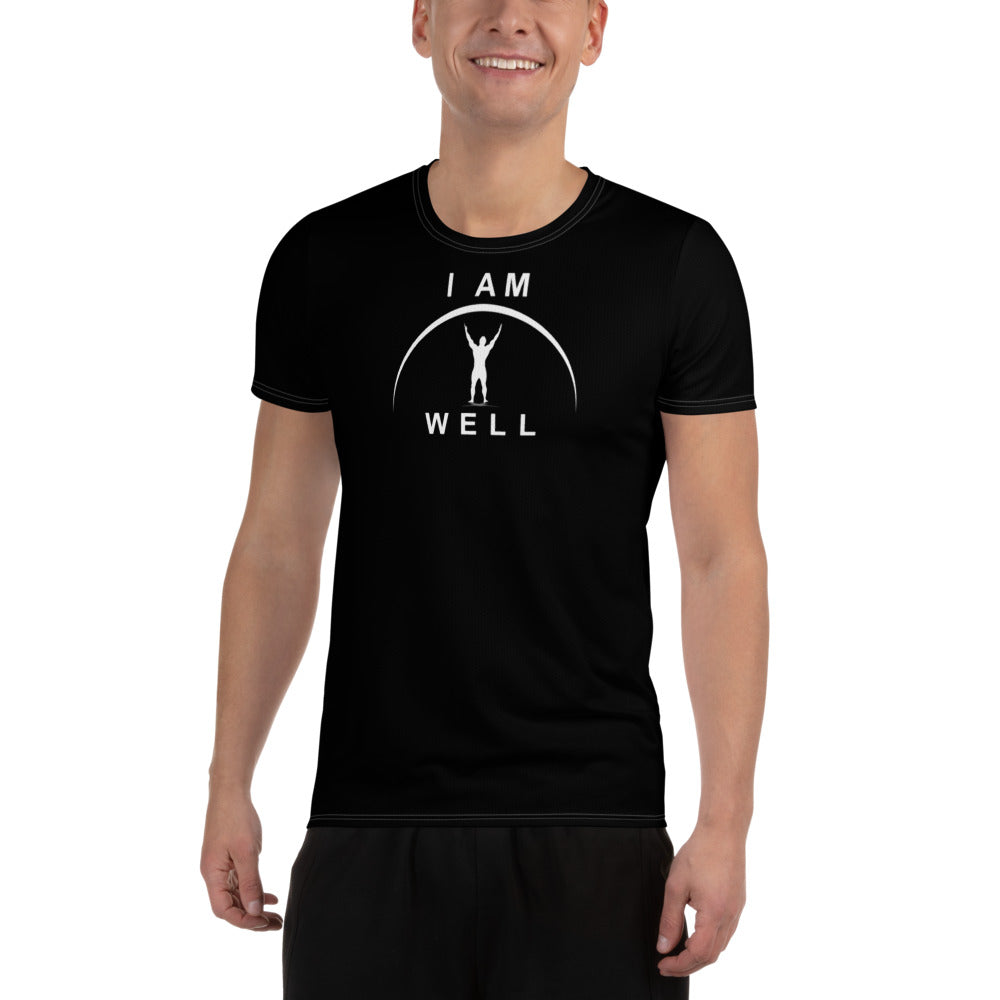 I AM WELL Men's Ultra-Lightweight Performance Athletic T-Shirt - Black w/ White Logo