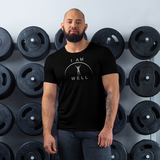 I AM WELL Men's Ultra-Lightweight Performance Athletic T-Shirt - Black w/ Grey Logo