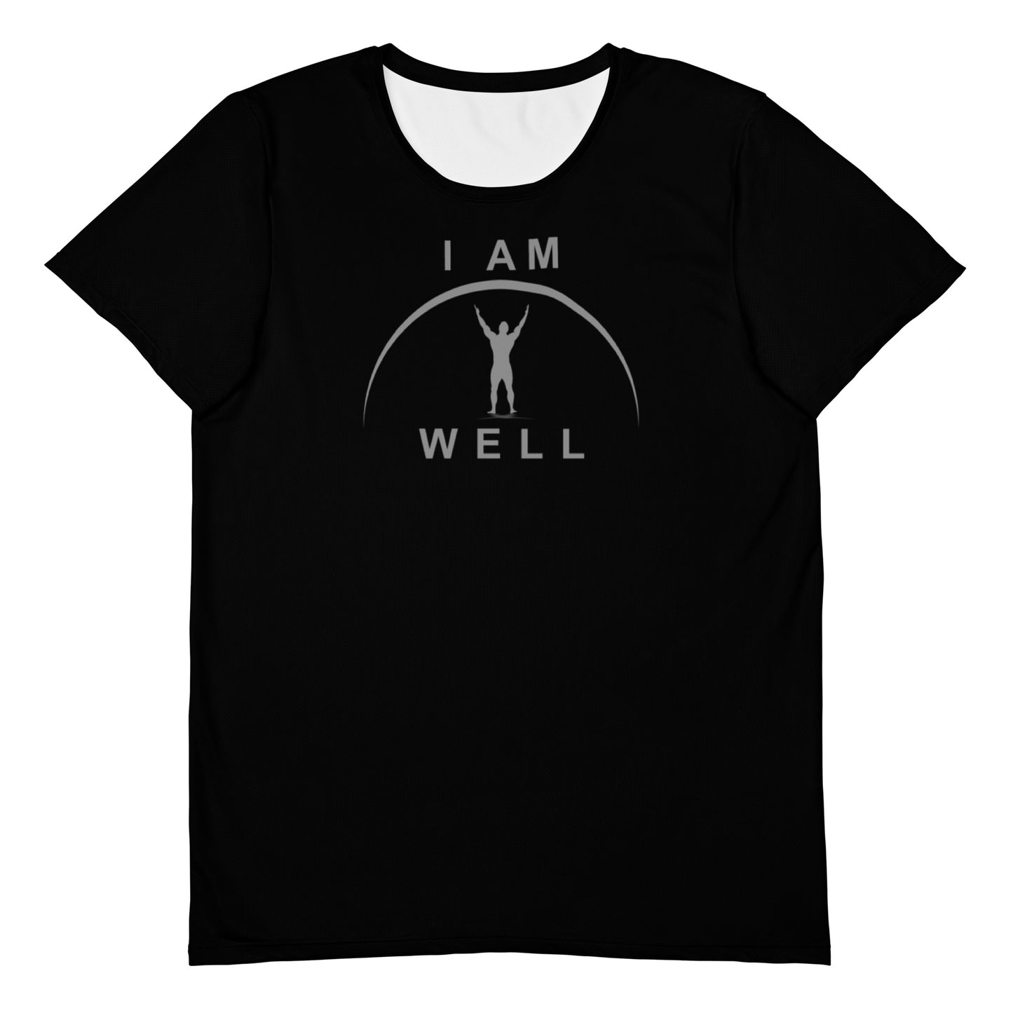 I AM WELL Men's Ultra-Lightweight Performance Athletic T-Shirt - Black w/ Grey Logo