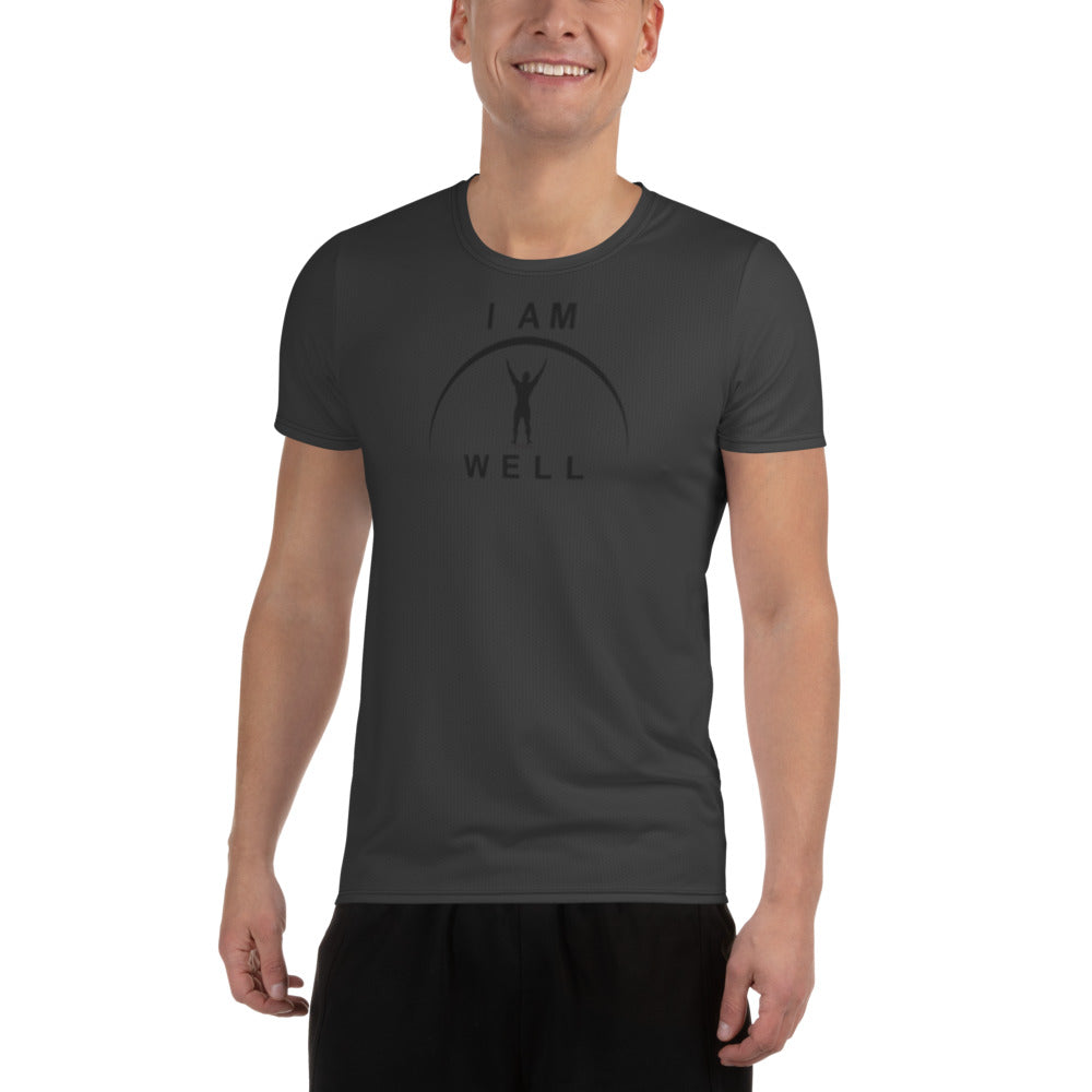 I AM WELL Men's Ultra-Lightweight Performance Athletic T-Shirt - Dark Grey w/ Black Logo