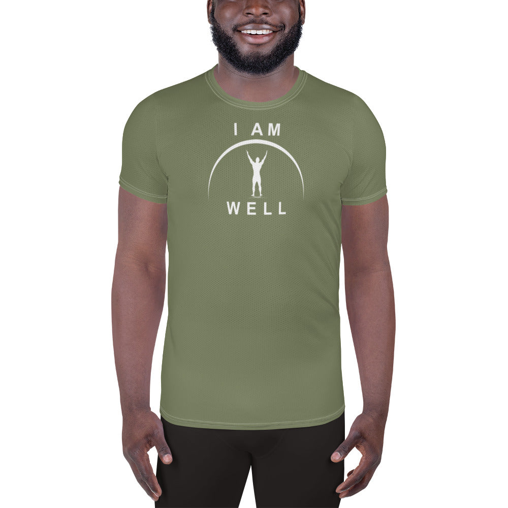 I AM WELL Men's Ultra-Lightweight Performance Athletic T-Shirt - OD Green w/ White Logo