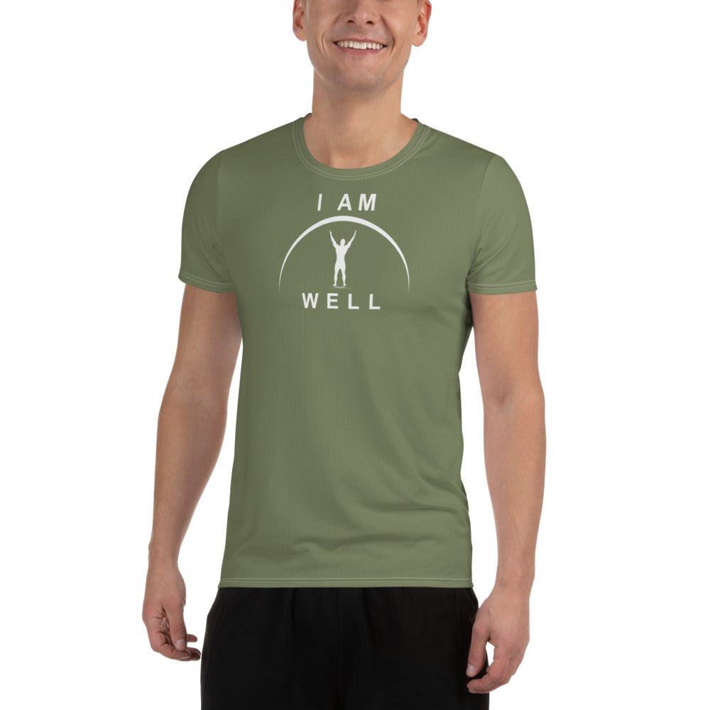 I AM WELL Men's Ultra-Lightweight Performance Athletic T-Shirt - OD Green w/ White Logo