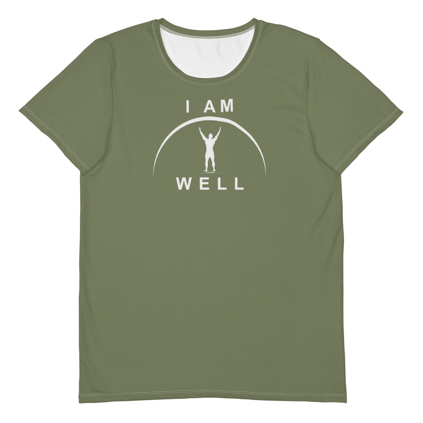 I AM WELL Men's Ultra-Lightweight Performance Athletic T-Shirt - OD Green w/ White Logo