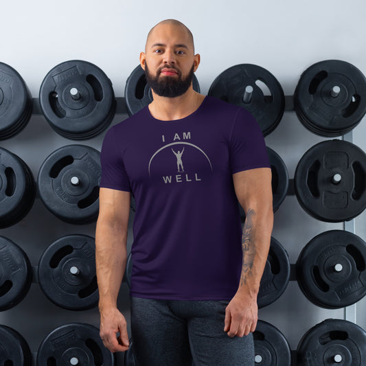 I AM WELL Men's Ultra-Lightweight Performance Athletic T-Shirt - Deep Purple w/ Grey Logo