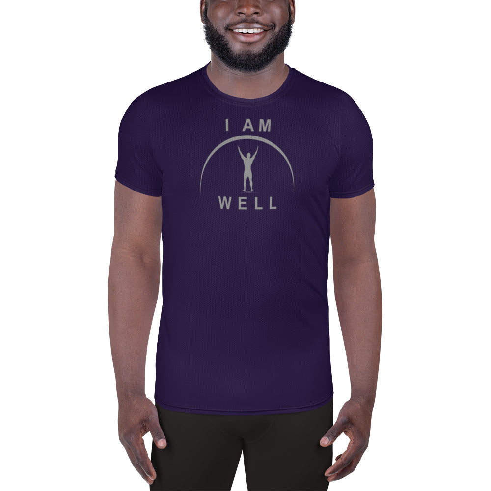 I AM WELL Men's Ultra-Lightweight Performance Athletic T-Shirt - Deep Purple w/ Grey Logo