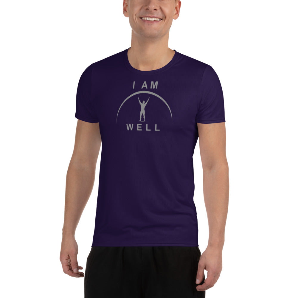 I AM WELL Men's Ultra-Lightweight Performance Athletic T-Shirt - Deep Purple w/ Grey Logo