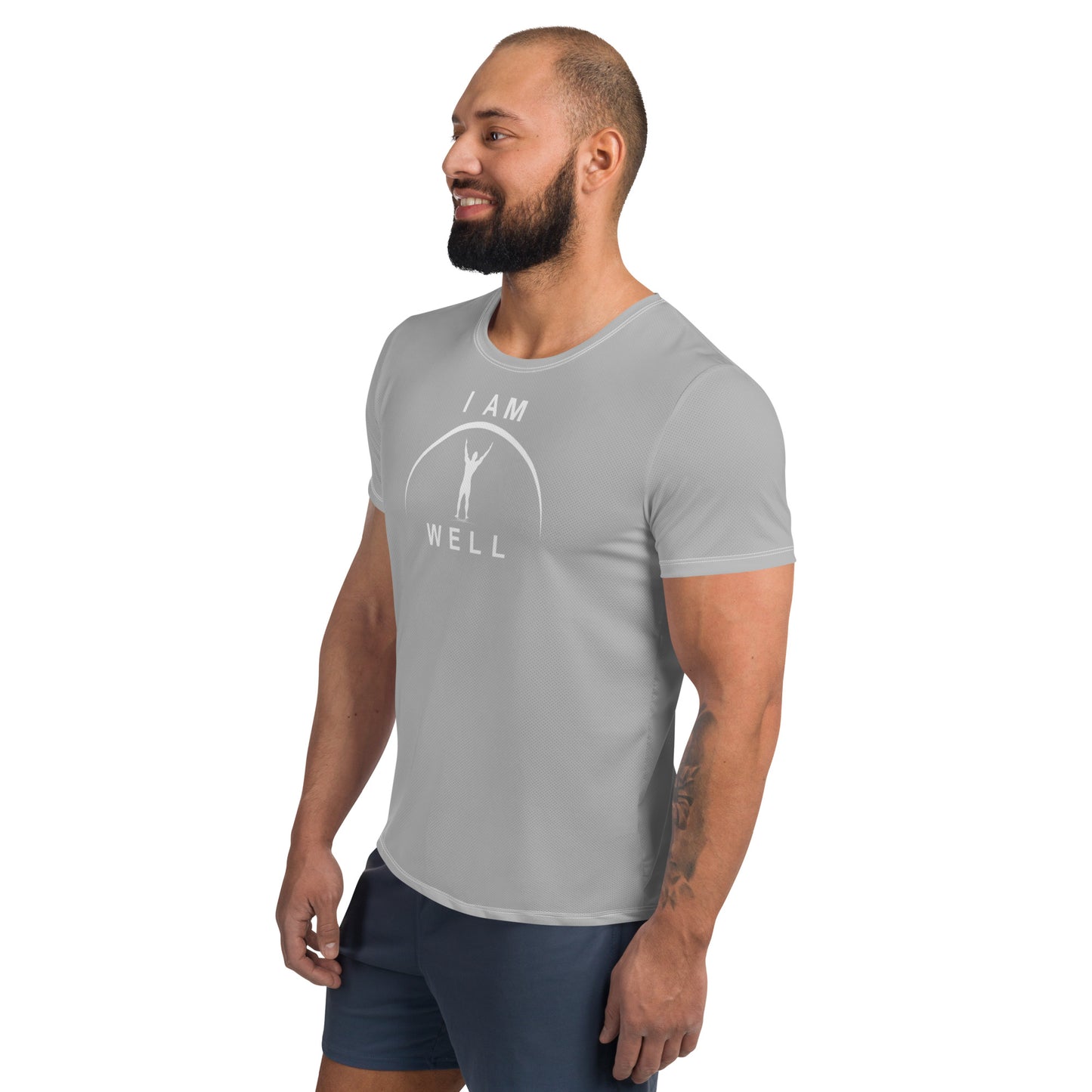 I AM WELL Men's Ultra-Lightweight Performance Athletic T-Shirt - Light Grey w/ White Logo