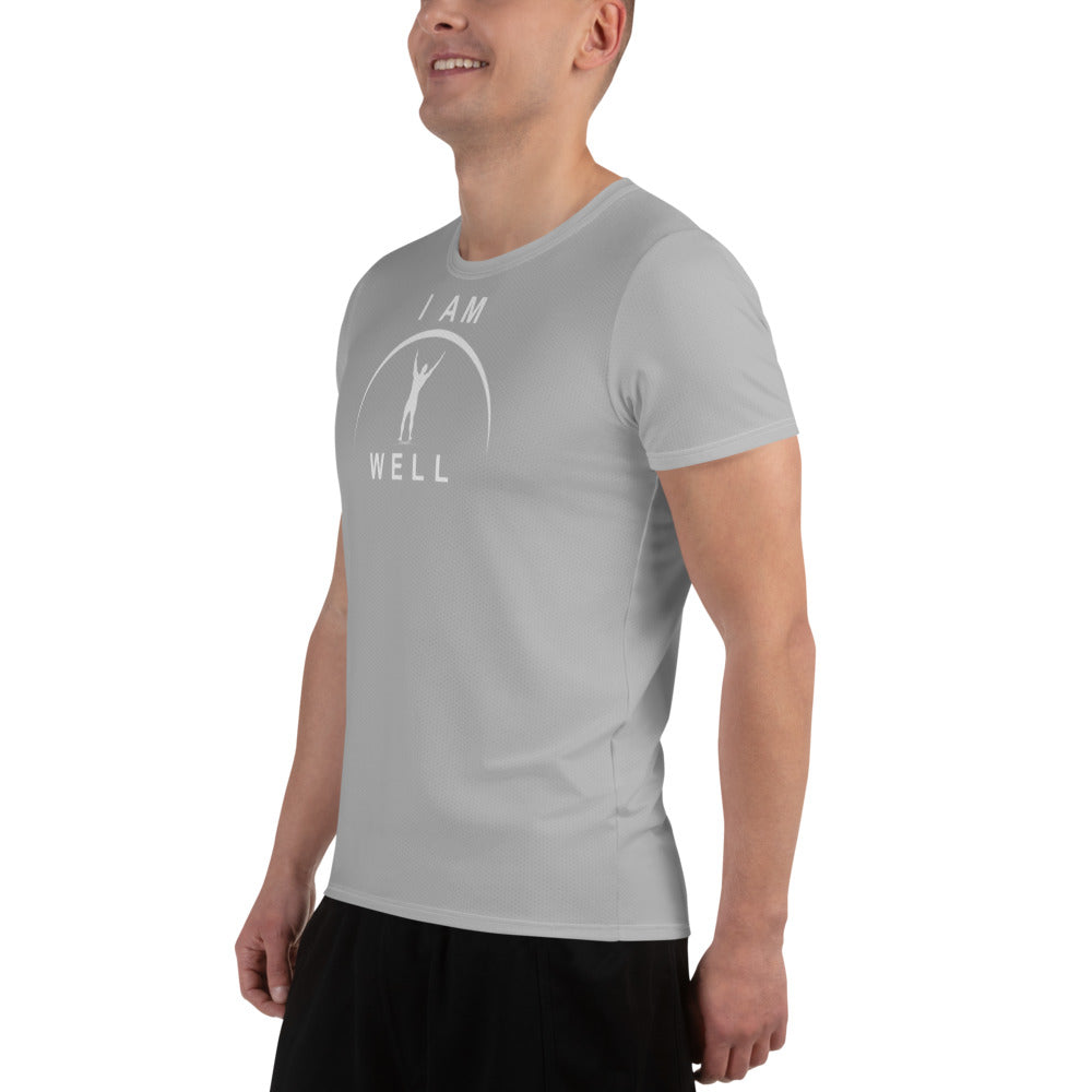 I AM WELL Men's Ultra-Lightweight Performance Athletic T-Shirt - Light Grey w/ White Logo