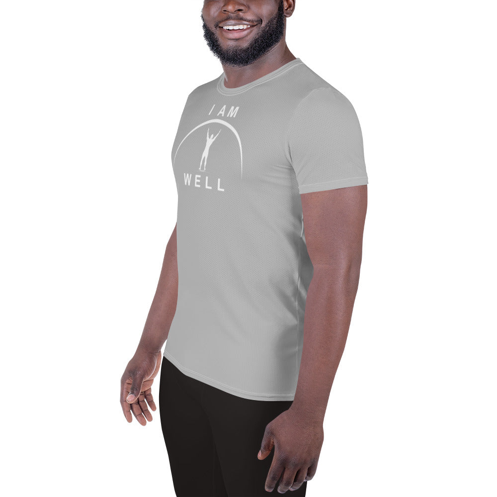 I AM WELL Men's Ultra-Lightweight Performance Athletic T-Shirt - Light Grey w/ White Logo