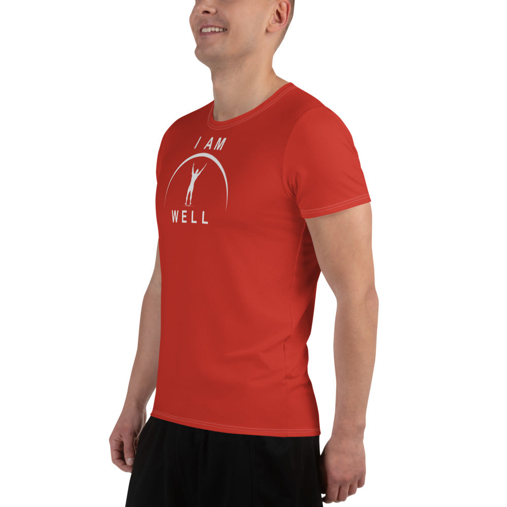 I AM WELL Men's Ultra-Lightweight Performance Athletic T-Shirt - Firefighter Red w/ White Logo