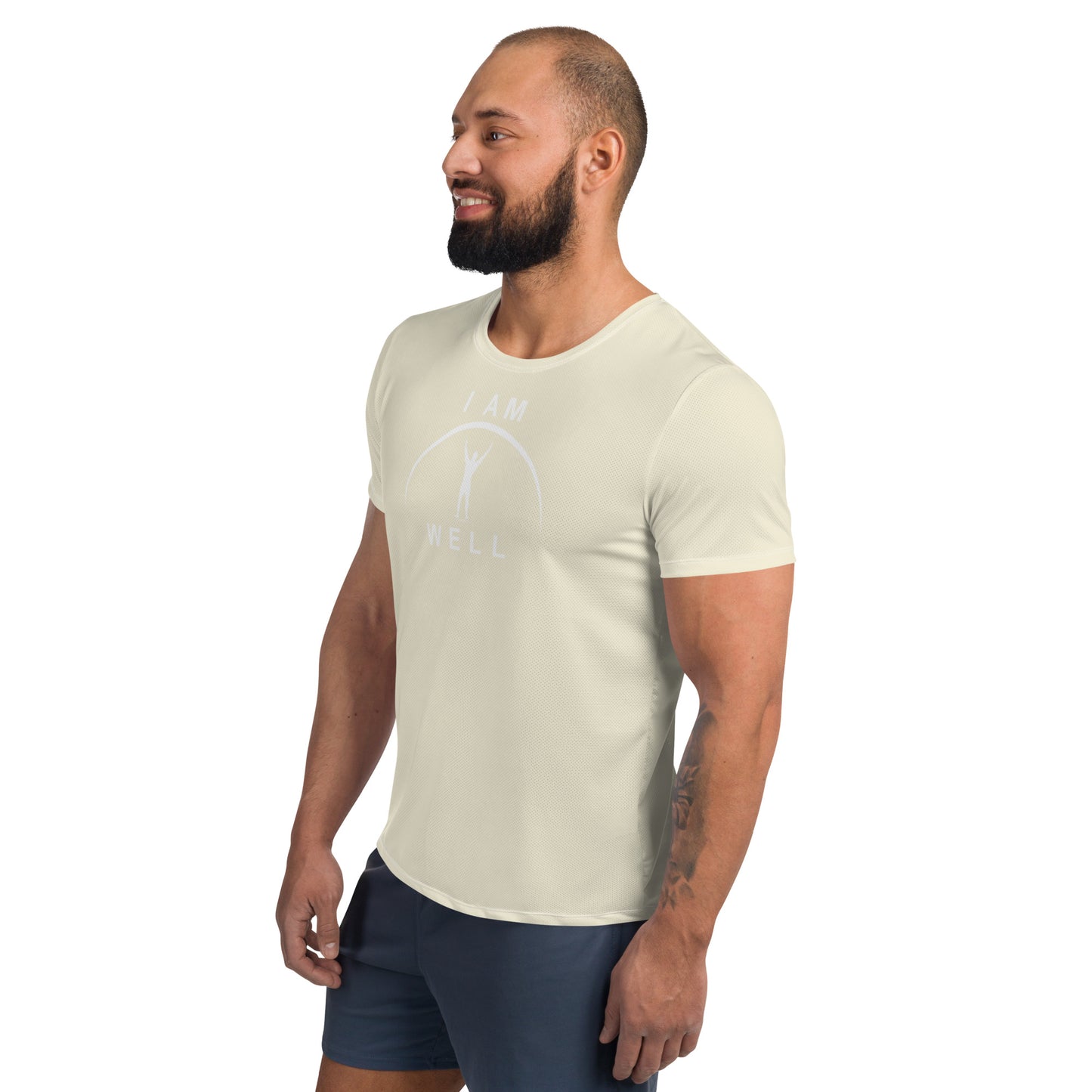 I AM WELL Men's Ultra-Lightweight Performance Athletic T-Shirt - Light Yellow w/ White Logo