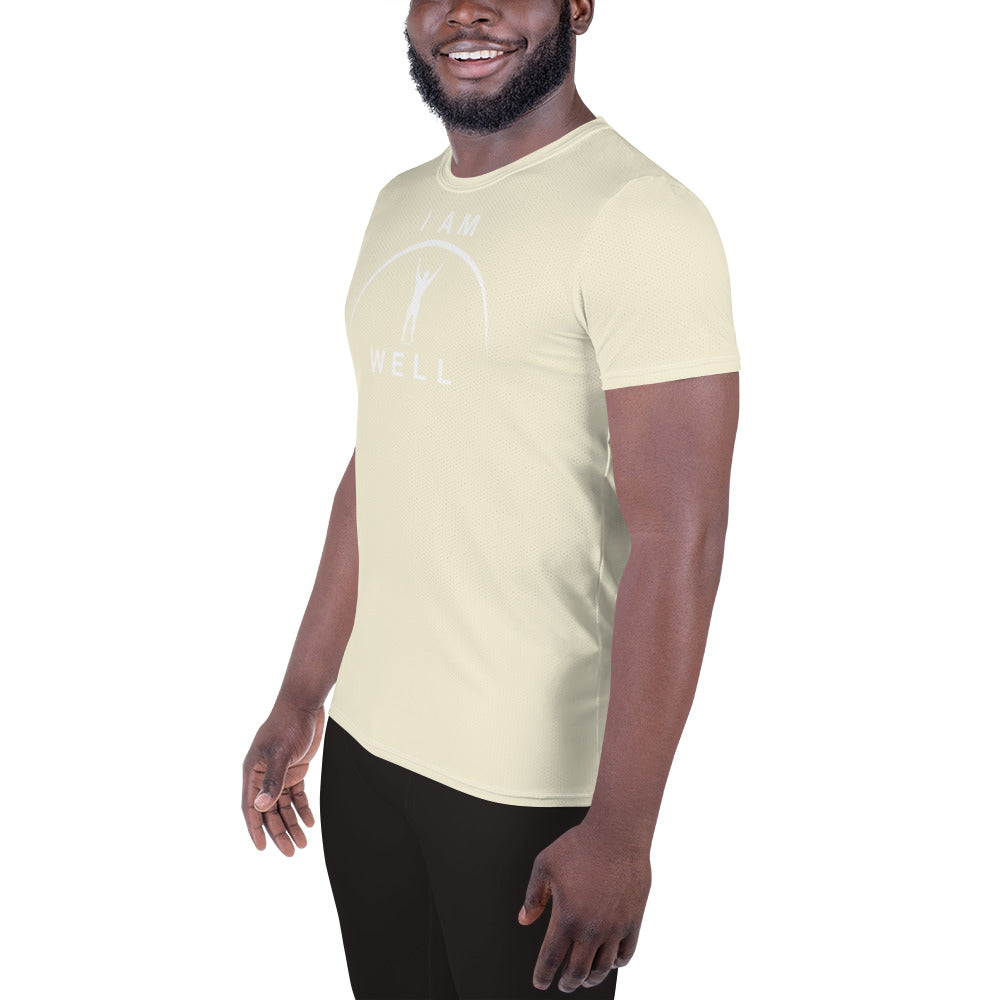 I AM WELL Men's Ultra-Lightweight Performance Athletic T-Shirt - Light Yellow w/ White Logo